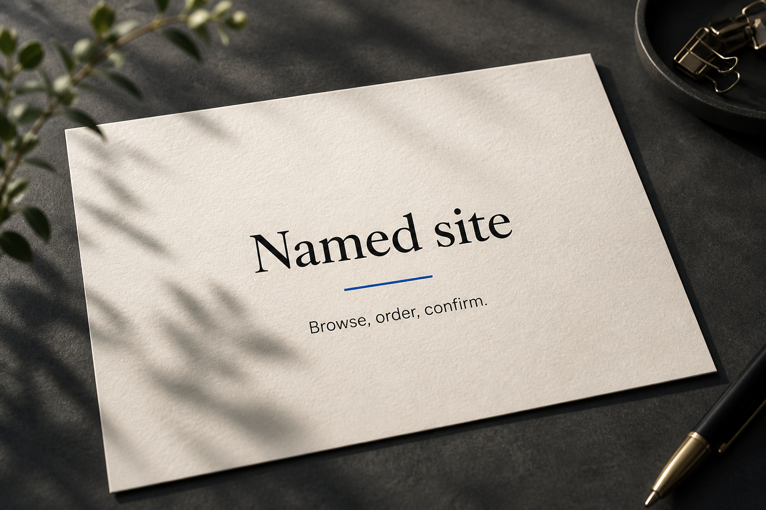 Named site card on cream paper
